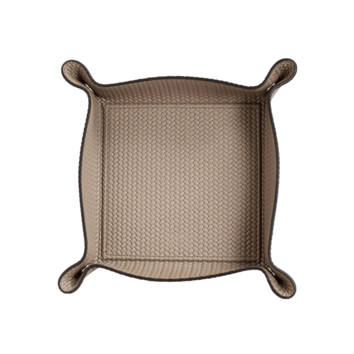 SQUARE TRINKET TRAY woven leather