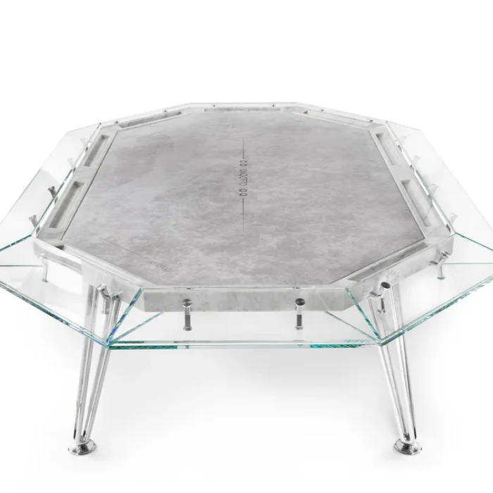 Unootto Poker Table Marble Edition  - 10 Players - Transparent Glass by Impatia - Image 2