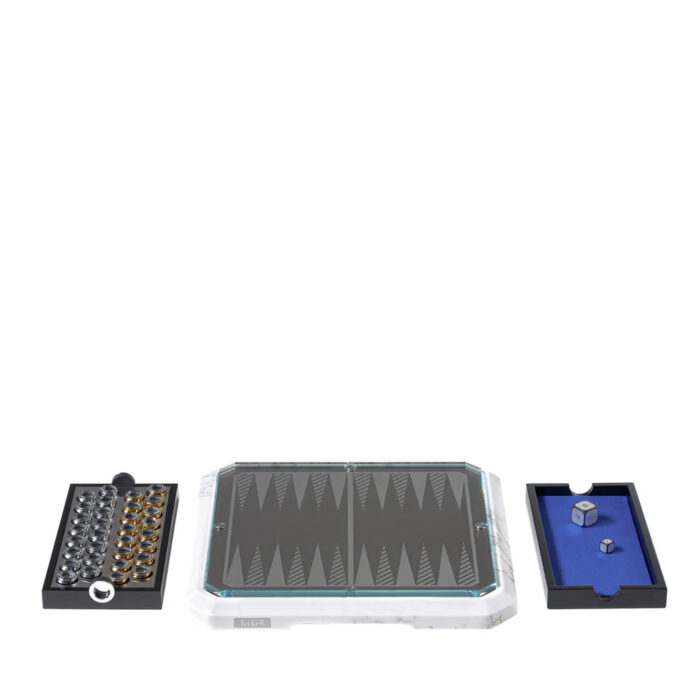 stratego marmo bianco backgammon Teckell Stratego Dama o Backgammon in marmo di Carrara 1 - immagine 3