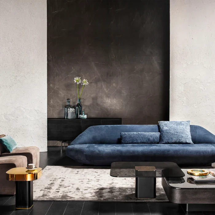 Vibieffe stunning sofa 370 Bolid blu nabuk by Gianluigi Landoni - Image 3