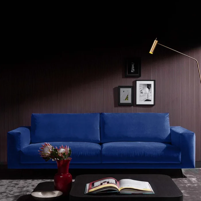 Vibieffe Re Set 580 Blue Sofa with Rectangular Pillows by G. Landoni - Image 3
